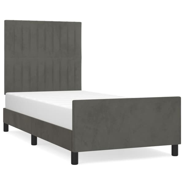 vidaXL Sängram utan madrass mörkgrå 90x190 cm sammet Grå