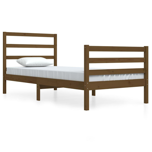 vidaXL Sängram honungsbrun massiv furu 90x200 cm enkelsäng Brun
