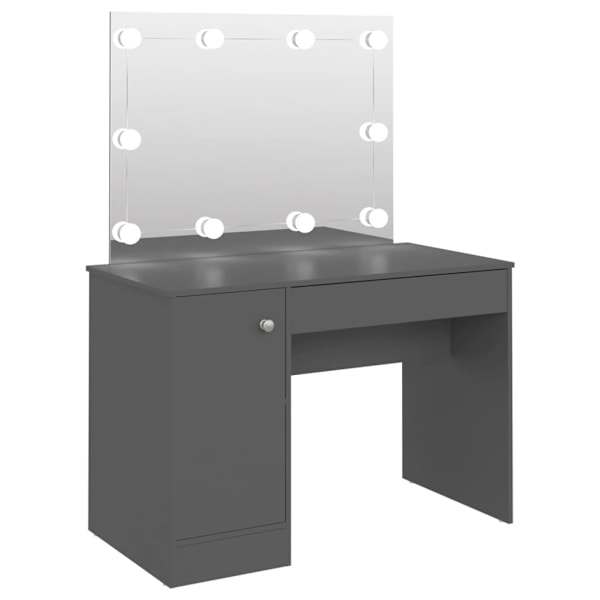 vidaXL Sminkbord med LED-belysning 110x55x145 cm MDF grå grå