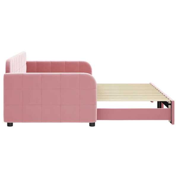 vidaXL Dagbädd utdragbar rosa 90x200 cm sammet Rosa