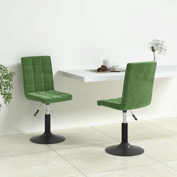 vidaXL Snurrbara matstolar 2 st mörkgrön sammet Grön