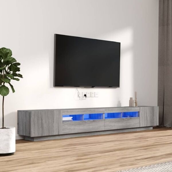 vidaXL TV-skåp 3 delar med LED grå sonoma konstruerat trä Grå