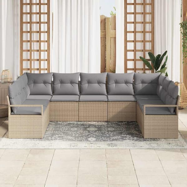 vidaXL Soffset 9 st Beige konstrotting Beige