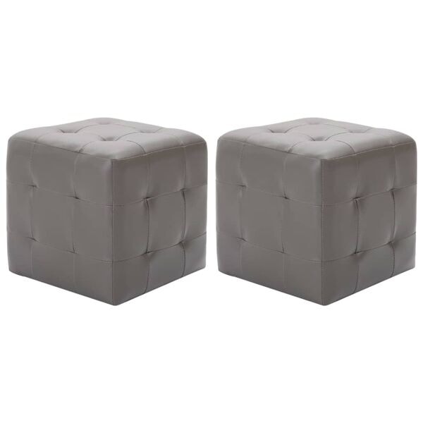 vidaXL Sittpuff 2 st grå 30x30x30 cm konstläder grå