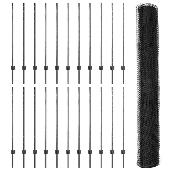 vidaXL Utomhus hexagonal stängsel med stolpe 50 x 1,2 m Grå Mesh Grå