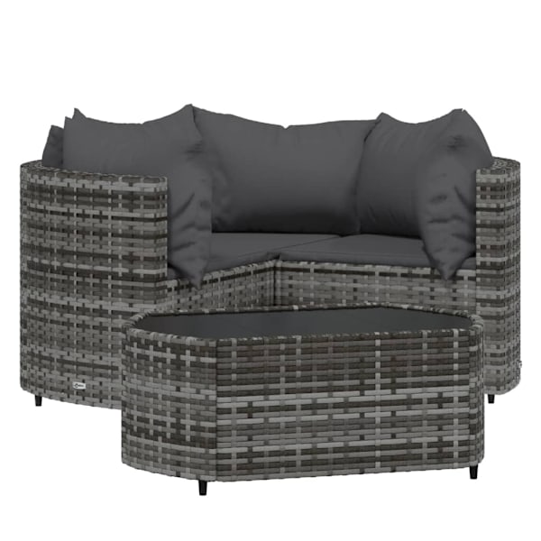 vidaXL Loungegrupp med dynor 4 delar konstrotting grå Grå