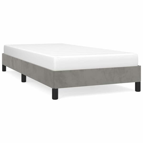 vidaXL Sängram utan madrass ljusgrå 90x200 cm sammet Grå