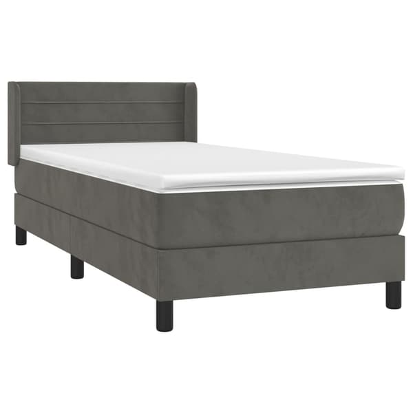vidaXL Ramsäng med madrass mörkgrå 100x200 cm sammet Grå