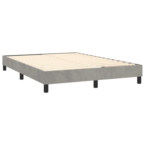 vidaXL Ramsäng med madrass ljusgrå 140x190 cm sammet Grå