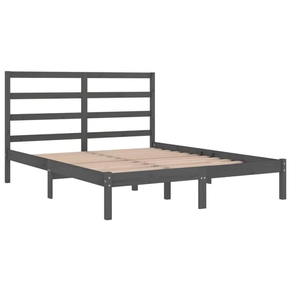 vidaXL Sängram grå massivt trä 135x190 cm Grå