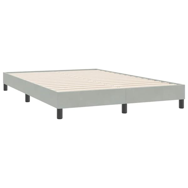 vidaXL Ramsäng med madrass ljusgrå 160x220 cm sammet Grå
