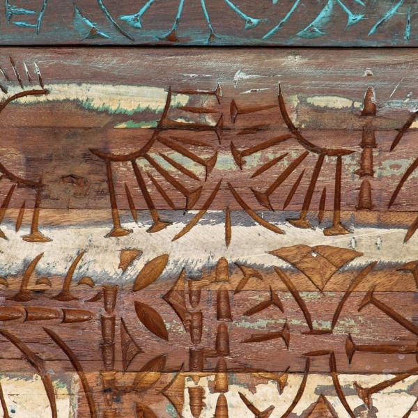 vidaXL Handsnidat sängbord 40x30x50 cm massivt återvunnet trä multifärg