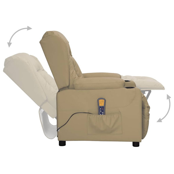 vidaXL Massagefåtölj med uppresningshjälp cappuccino konstläder Brun