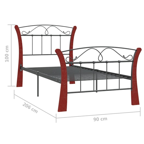 vidaXL Sängram svart metall 90x200 cm Svart