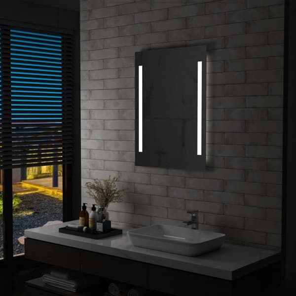 vidaXL Badrumsspegel LED 60x80 cm Silver