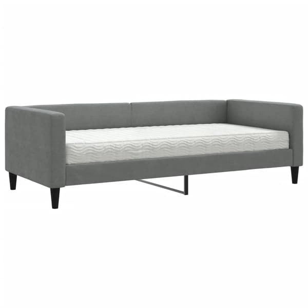 vidaXL Dagbädd med madrass mörkgrå 90x200 cm tyg Grå