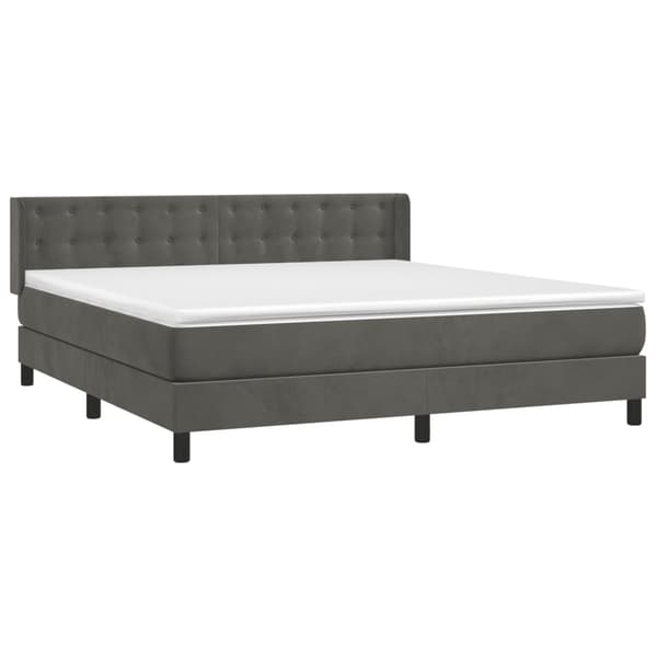 vidaXL Ramsäng med madrass mörkgrå 160x200 cm sammet Grå