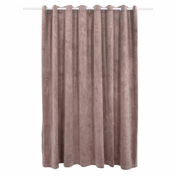 vidaXL Mörkläggningsgardin m. metallringar sammet antikrosa 290x245 cm Rosa