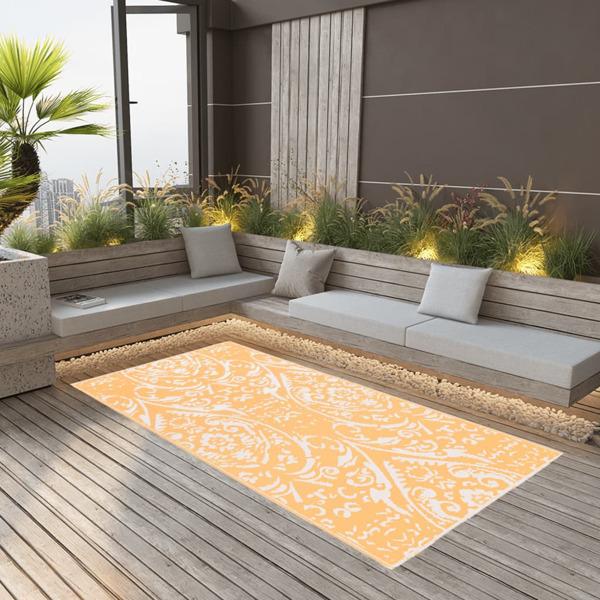 vidaXL Utomhusmatta ARAKIL orange och vit 120x180 cm PP Orange