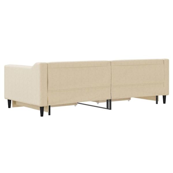vidaXL Dagbädd utdragbar med lådor gräddvit 90x200 cm tyg Kräm