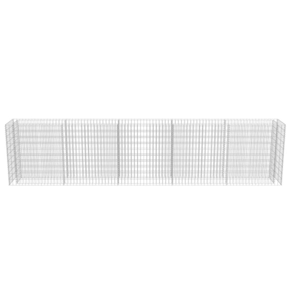 vidaXL Planteringsgabion upphöjd galvaniserat stål 450x50x100 cm Silver