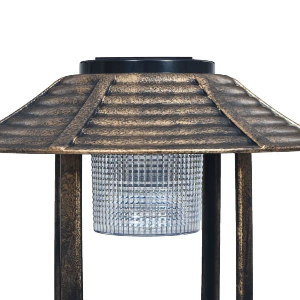 vidaXL Dekorativt fågelbad med soldrivna LED-lampor plast Brun