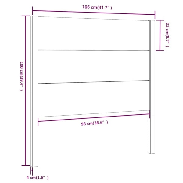 vidaXL Sänggavel vit 106x4x100 cm massiv furu Vit
