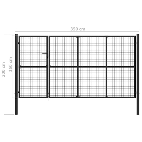 vidaXL Trädgårdsgrind stål 350x150 cm antracit Antracit