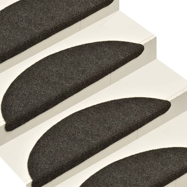 vidaXL Trappstegsmattor självhäftande 15 st antracit 65x21x4 cm brodyr Brun