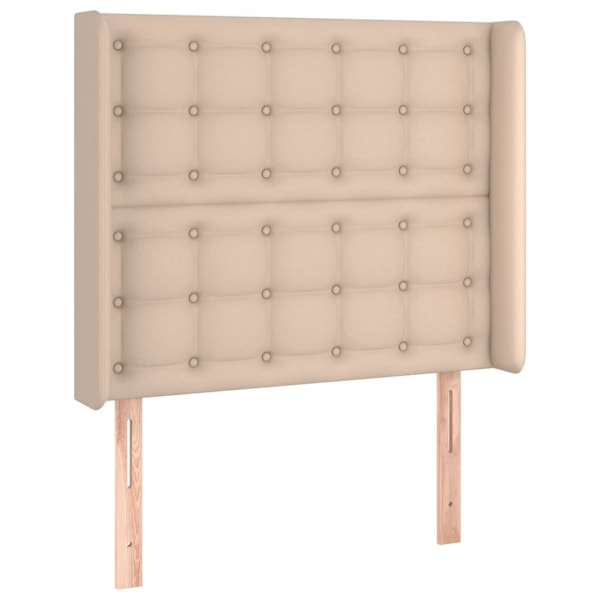 vidaXL Sänggavel med kanter cappuccino 103x16x118/128 cm konstläder Brun