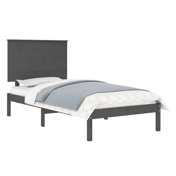 vidaXL Sängram grå massiv furu 100x200 cm enkelsäng Grå