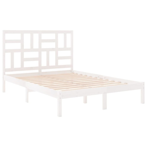 vidaXL Sängram vit massivt trä 135x190 cm Vit