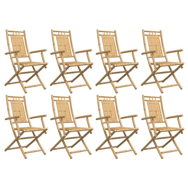 vidaXL Hopfällbara trädgårdsstolar 8 st 53x66x99 cm bambu Brun