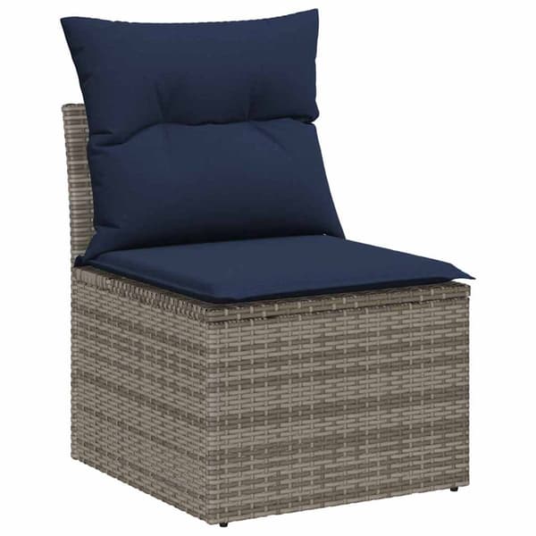 vidaXL Soffset 7 st Grå och Marinblå konstrotting Grå