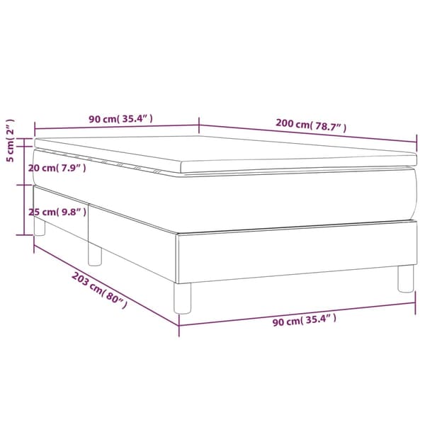 vidaXL Ramsäng med madrass ljusgrå 90x200 cm sammet Grå