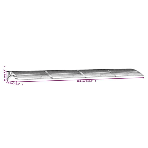 vidaXL Entrétak svart 400x75 cm polykarbonat Svart