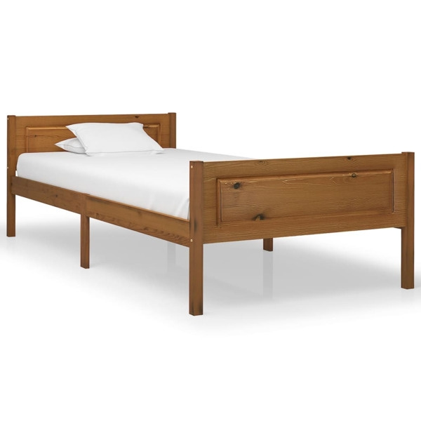 vidaXL Sängram massiv furu honungsbrun 90x200 cm Brun