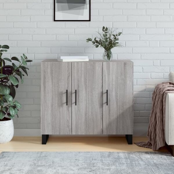vidaXL Skänk grå sonoma 90x34x80 cm konstruerat trä Grå