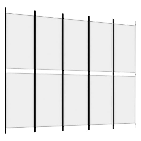 vidaXL Rumsavdelare 5 paneler vit 250x200 cm tyg Vit