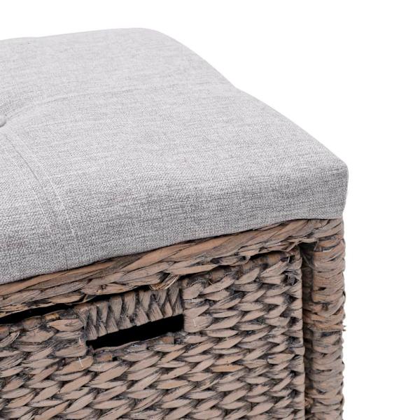 vidaXL Bänk med 2 korgar sjögräs 71x40x42 cm grå grå