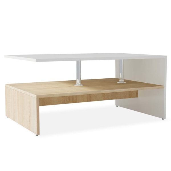 vidaXL Soffbord spånskiva 90x59x42 cm ekfärg och vit Vit