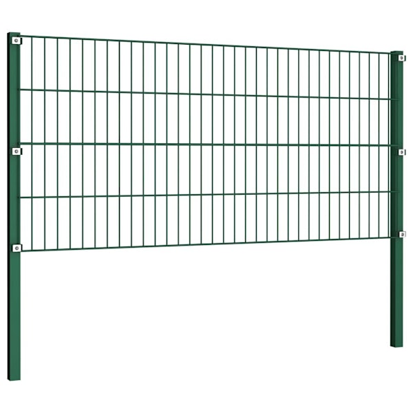 vidaXL Stängselpanel med stolpar järn 1,7x0,8 m grön Grön