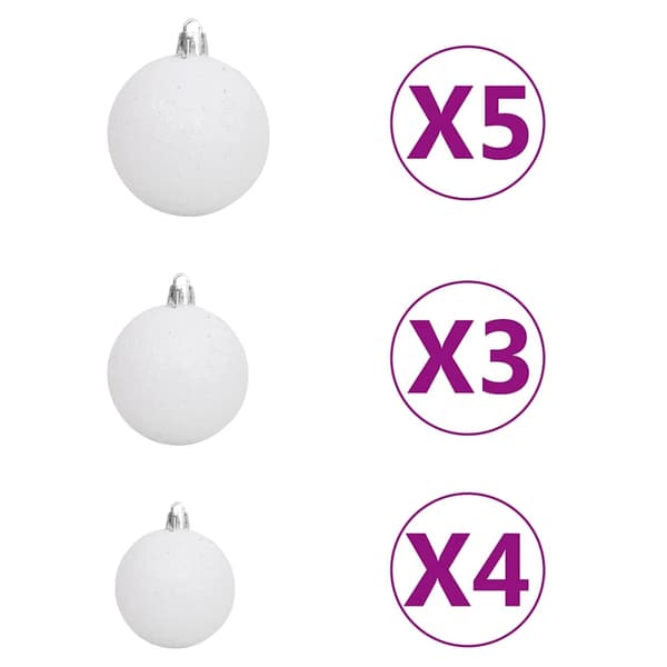 vidaXL Belyst plastgran med kulor vit 150 cm PVC Vit