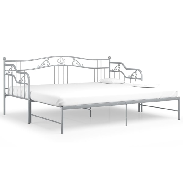vidaXL Utdragbar sängram bäddsoffa grå metall 90x200 cm grå