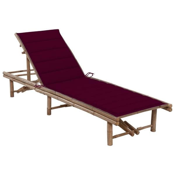 vidaXL Solsäng med dyna bambu Röd