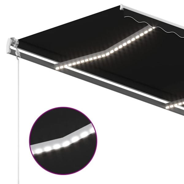 vidaXL Automatisk markis med vindsensor & LED 400x350 cm antracit Antracit
