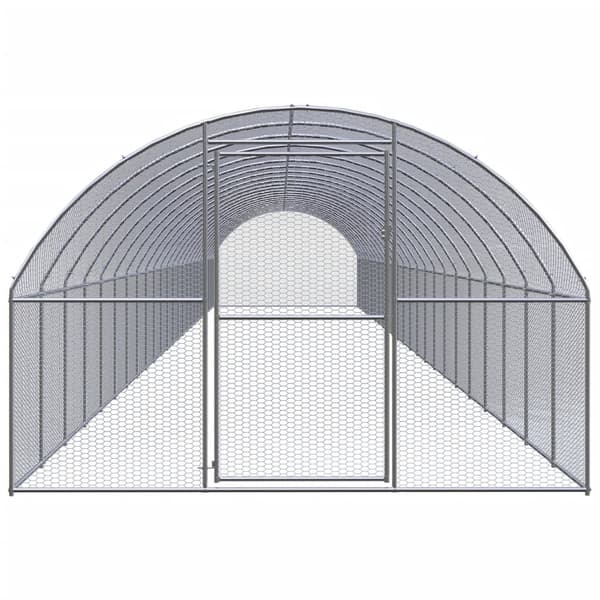 vidaXL Hönsbur för utomhusbruk 3x24x2 m galvaniserat stål Silver