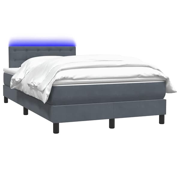 vidaXL Ramsäng med madrass mörkgrå 120x220 cm sammet Grå