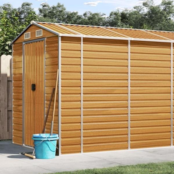 vidaXL Trädgårdsskjul ljusbrun 191x640x198 cm galvaniserat stål Brun