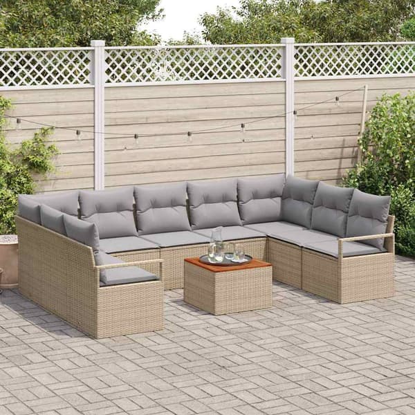 vidaXL Trädgårdsoffset 10 st Beige konstrotting Beige